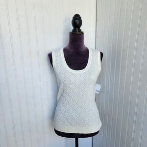 NWT $104 Oo La La Ivory Knit Viscose Rayon Stretch Tank Top Sleveless Sz M